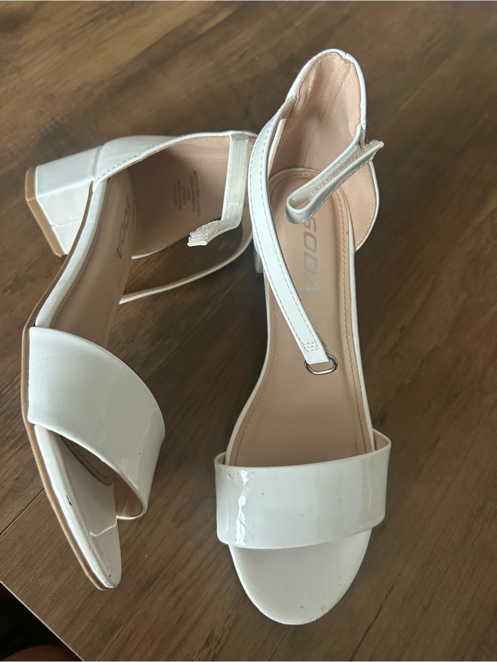 Soda girls kids White Patent Block Heel Sandals with Ankle Strap dance party